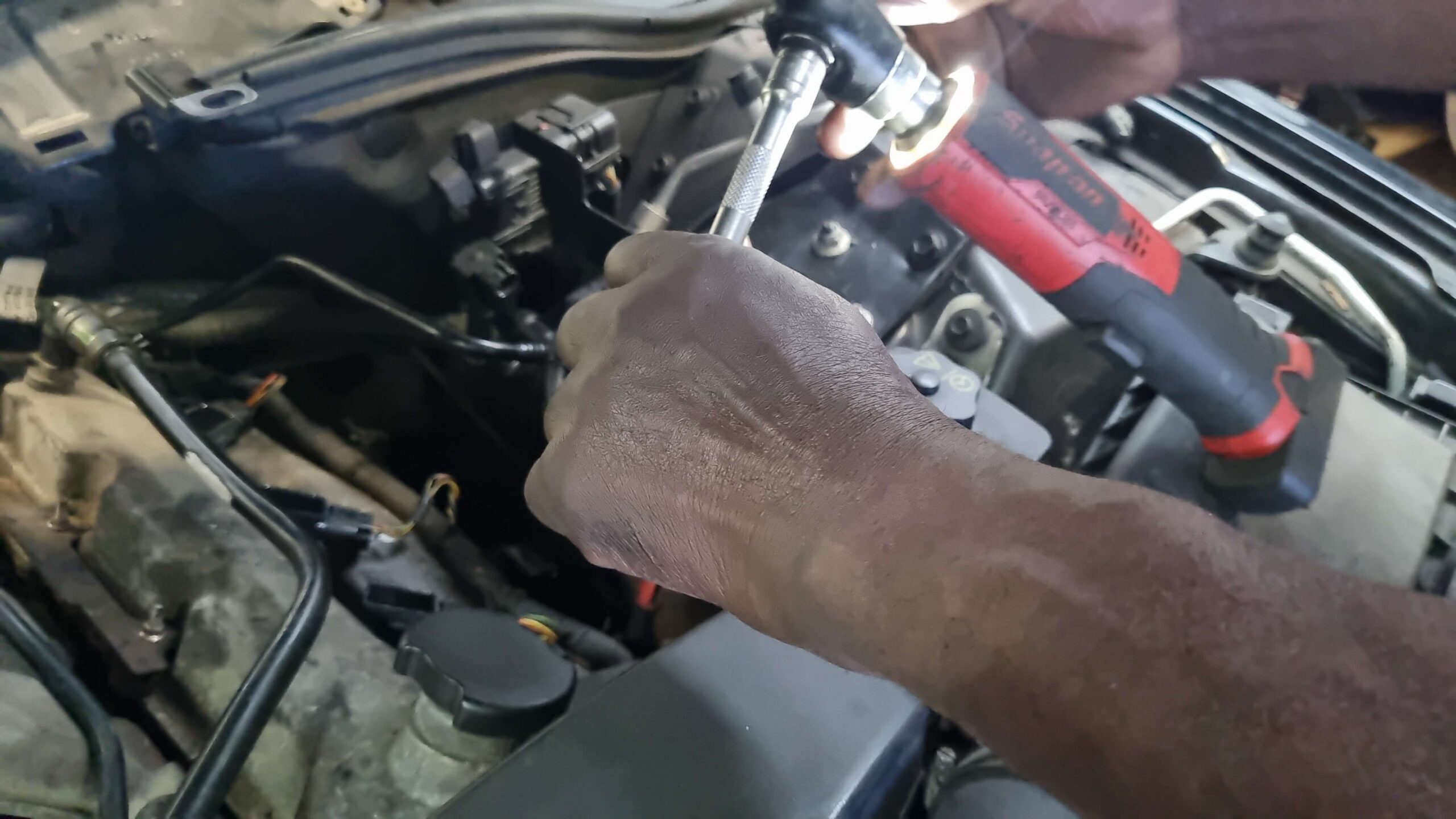 Car diagnostic repair in progress at MB Autos Hockley Birmingham